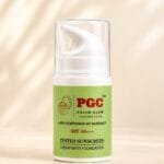 PGC Prism Glow Cosmetics SPF 50 Tinted Sunscreen Cream with Foundation airless pump bottle product shot