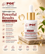 Infographic for Prism Glow All In One Bright Face Serum highlighting its lightweight care and powerful results, including brightening, fading dark spots, and deep hydration.