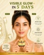 PGC Prism Glow Cosmetics Avocado Night Cream before and after face comparison showing visible glow in 5 days, skin brightening, and overnight deep nourishment